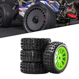 Maxbell 4 Pieces RC Car Wheels and Tires Replacement Part for 1/8 RC Off Road Trucks Green