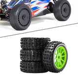 Maxbell 4 Pieces RC Car Wheels and Tires Replacement Part for 1/8 RC Off Road Trucks Green