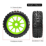 Maxbell 4 Pieces RC Car Wheels and Tires Replacement Part for 1/8 RC Off Road Trucks Green