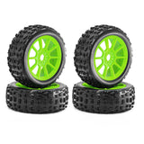 Maxbell 4 Pieces RC Car Wheels and Tires Replacement Part for 1/8 RC Off Road Trucks Green