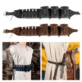 Maxbell Medieval Waist Belt Faux Leather Renaissance Accessories for Carnivals Party Black