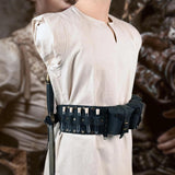 Maxbell Medieval Waist Belt Faux Leather Renaissance Accessories for Carnivals Party Black
