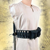 Maxbell Medieval Waist Belt Faux Leather Renaissance Accessories for Carnivals Party Black