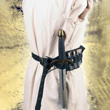 Maxbell Medieval Waist Belt Faux Leather Renaissance Accessories for Carnivals Party Black