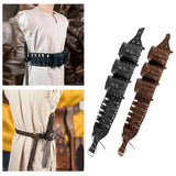 Maxbell Medieval Waist Belt Faux Leather Renaissance Accessories for Carnivals Party Black
