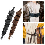 Maxbell Medieval Waist Belt Faux Leather Renaissance Accessories for Carnivals Party Black