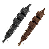 Maxbell Medieval Waist Belt Faux Leather Renaissance Accessories for Carnivals Party Black