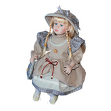 Maxbell Ceramic Doll in Dress Elegant Miniature Ceramic Figure for Girls Kids Friend gray