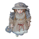 Maxbell Ceramic Doll in Dress Elegant Miniature Ceramic Figure for Girls Kids Friend gray