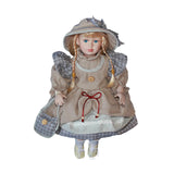 Maxbell Ceramic Doll in Dress Elegant Miniature Ceramic Figure for Girls Kids Friend gray