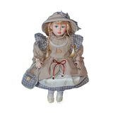 Maxbell Ceramic Doll in Dress Elegant Miniature Ceramic Figure for Girls Kids Friend gray
