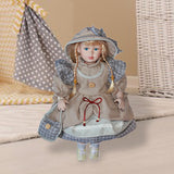 Maxbell Ceramic Doll in Dress Elegant Miniature Ceramic Figure for Girls Kids Friend gray