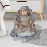 Maxbell Ceramic Doll in Dress Elegant Miniature Ceramic Figure for Girls Kids Friend gray
