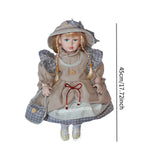 Maxbell Ceramic Doll in Dress Elegant Miniature Ceramic Figure for Girls Kids Friend gray