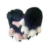 Maxbell Cat Claw Gloves Dress up Plush Gloves for Party Stage Performance Masquerade black