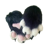 Maxbell Cat Claw Gloves Dress up Plush Gloves for Party Stage Performance Masquerade black