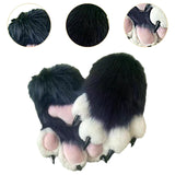 Maxbell Cat Claw Gloves Dress up Plush Gloves for Party Stage Performance Masquerade black