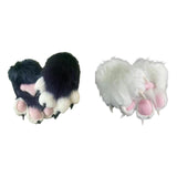 Maxbell Cat Claw Gloves Dress up Plush Gloves for Party Stage Performance Masquerade black