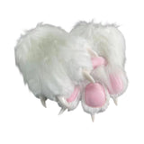 Maxbell Cat Claw Gloves Dress up Plush Gloves for Party Stage Performance Masquerade white
