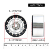 Maxbell 4Pcs RC Wheel Rim Set Replace Metal Wheel Rim Hub for D90 1:10 Scale Vehicle Argent