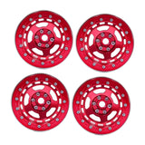Maxbell 4Pcs RC Wheel Rim Set Replace Metal Wheel Rim Hub for D90 1:10 Scale Vehicle Red