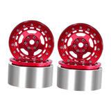 Maxbell 4Pcs RC Wheel Rim Set Replace Metal Wheel Rim Hub for D90 1:10 Scale Vehicle Red