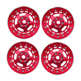 Maxbell 4Pcs RC Wheel Rim Set Replace Metal Wheel Rim Hub for D90 1:10 Scale Vehicle Red