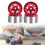 Maxbell 4Pcs RC Wheel Rim Set Replace Metal Wheel Rim Hub for D90 1:10 Scale Vehicle Red