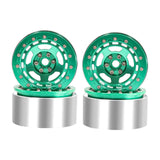 Maxbell 4Pcs RC Wheel Rim Set Replace Metal Wheel Rim Hub for D90 1:10 Scale Vehicle Green