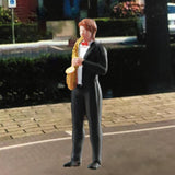 Maxbell 1:64 Scale Band Figurine Dioramas for Train Layout Micro Landscape DIY Scene Saxophonist