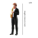 Maxbell 1:64 Scale Band Figurine Dioramas for Train Layout Micro Landscape DIY Scene Saxophonist
