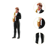 Maxbell 1:64 Scale Band Figurine Dioramas for Train Layout Micro Landscape DIY Scene Saxophonist