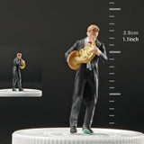 Maxbell 1:64 Scale Band Figurine Dioramas for Train Layout Micro Landscape DIY Scene French horn player