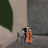 Maxbell 1:64 Scale Band Figurine Dioramas for Train Layout Micro Landscape DIY Scene Cellist