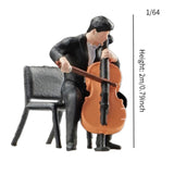 Maxbell 1:64 Scale Band Figurine Dioramas for Train Layout Micro Landscape DIY Scene Cellist
