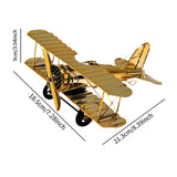 Maxbell Metal Airplane Model Decor Aircraft Glider Biplane for Entrance Home Desktop L Gold