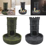 Maxbell Castle Dice Tower with Tray Wall Carving Dice Rolling Tray for Birthday Gift Yellow Green