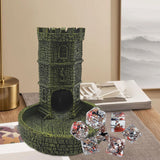 Maxbell Castle Dice Tower with Tray Wall Carving Dice Rolling Tray for Birthday Gift Yellow Green