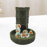 Maxbell Castle Dice Tower with Tray Wall Carving Dice Rolling Tray for Birthday Gift Yellow Green