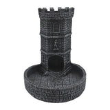 Maxbell Castle Dice Tower with Tray Wall Carving Dice Rolling Tray for Birthday Gift Grey Black