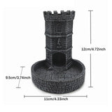 Maxbell Castle Dice Tower with Tray Wall Carving Dice Rolling Tray for Birthday Gift Grey Black