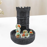 Maxbell Castle Dice Tower with Tray Wall Carving Dice Rolling Tray for Birthday Gift Grey Black