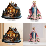Maxbell 2D Acrylic Ornament Decorative Standing Ornament for Party Bookshelf Holiday Jesus