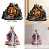 Maxbell 2D Acrylic Ornament Decorative Standing Ornament for Party Bookshelf Holiday Jesus