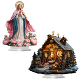 Maxbell 2D Acrylic Ornament Decorative Standing Ornament for Party Bookshelf Holiday Jesus