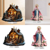Maxbell 2D Acrylic Ornament Decorative Standing Ornament for Party Bookshelf Holiday Jesus