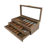 Maxbell Knife Display Case 3 Layer Knife Holder for Gift Forks Cutlery Brown