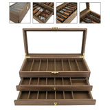 Maxbell Knife Display Case 3 Layer Knife Holder for Gift Forks Cutlery Brown