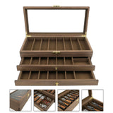 Maxbell Knife Display Case 3 Layer Knife Holder for Gift Forks Cutlery Brown