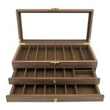 Maxbell Knife Display Case 3 Layer Knife Holder for Gift Forks Cutlery Brown